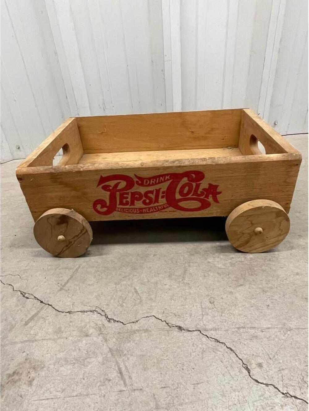 vintage Pepsi-Cola wooden soda pop crate wagon
